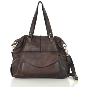 11A. Praktische Bowlingtasche Schultertasche für Damen im Schwarz & Braun aus echtem italienischen Leder